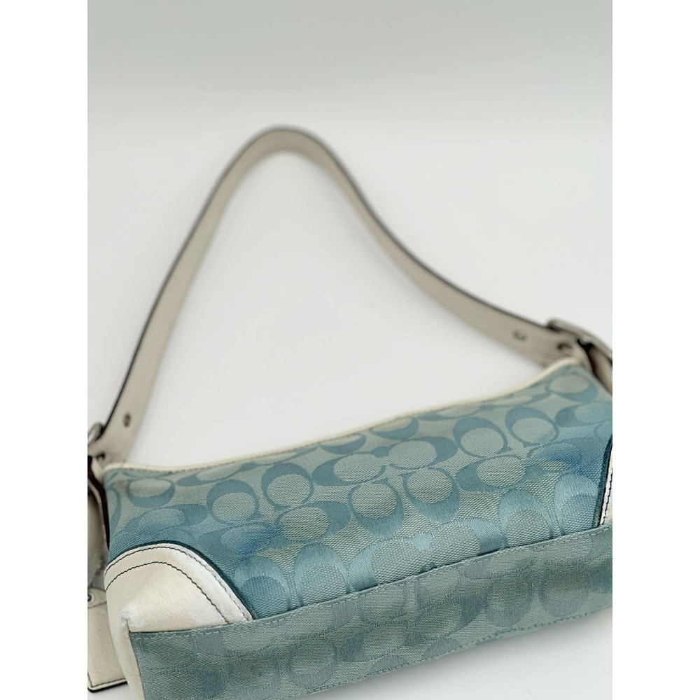 Coach Blue and Cream Monogram Shoulder Bag - Picture 5 of 10